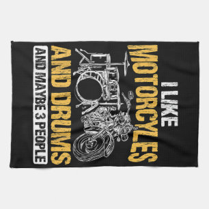 Drummer Drumming I Like Motorcycles And Drums Tea Towel