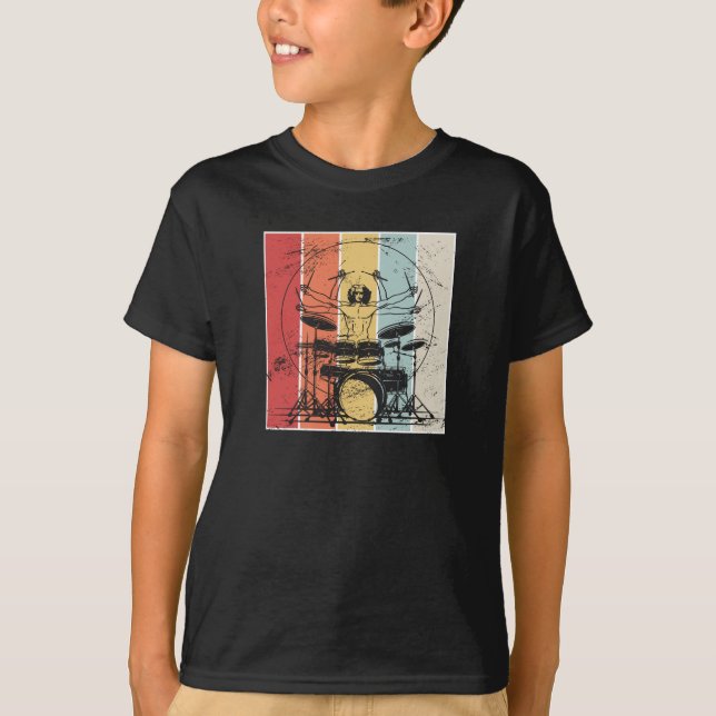 Drummer Drumming Retro T-Shirt (Front)