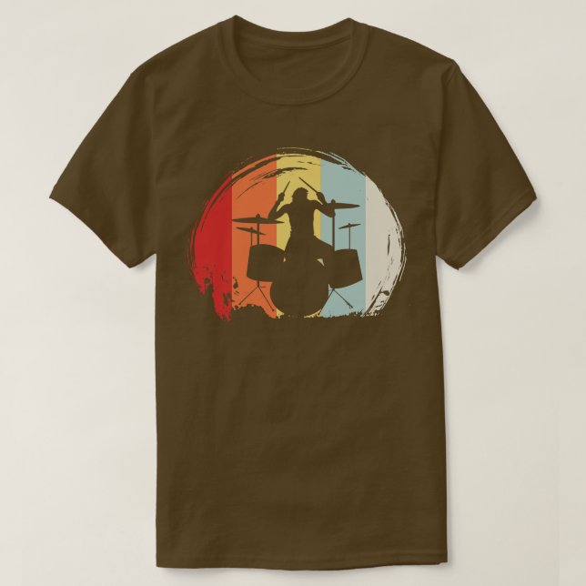 Drummer Drumming Retro T-Shirt (Design Front)