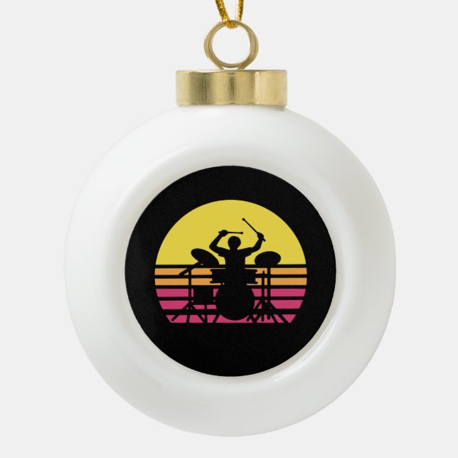 Drummer Drums Drumming Ceramic Ball Christmas Ornament (Front)