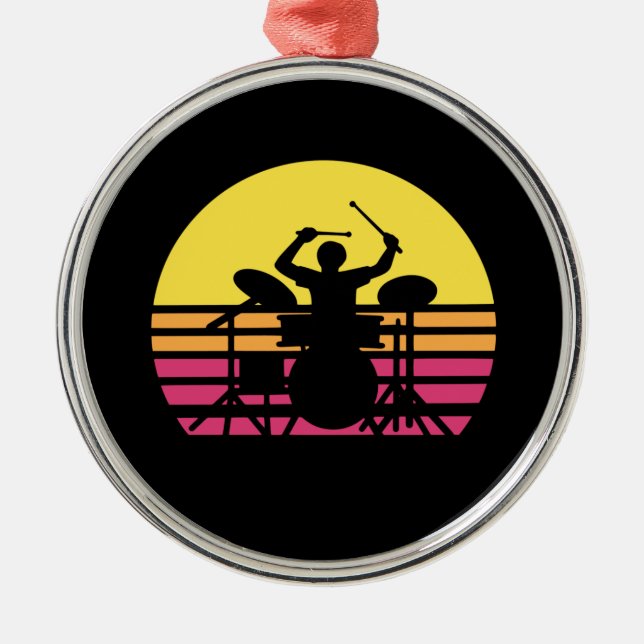 Drummer Drums Drumming Metal Tree Decoration (Front)