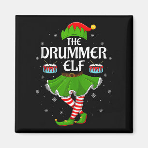 Drummer Elf Christmas Family Girls Women Elf Squad Magnet