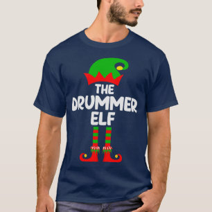 Drummer Elf Matching Family Group Christmas Party T-Shirt