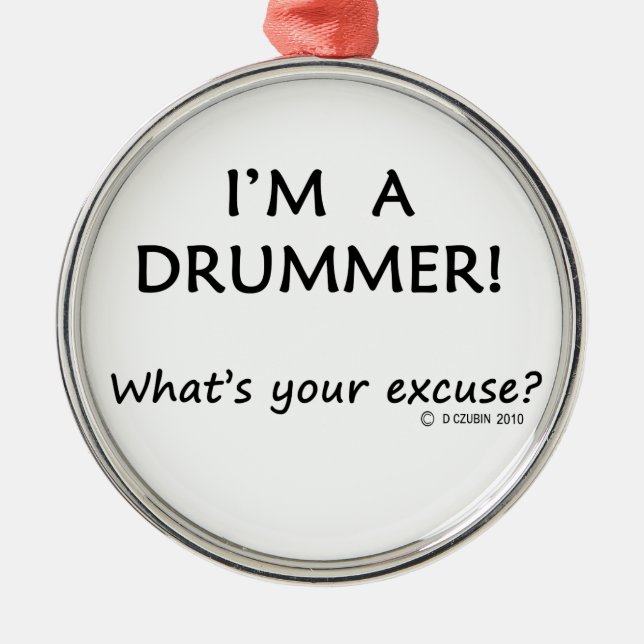 Drummer Excuse Metal Tree Decoration (Front)