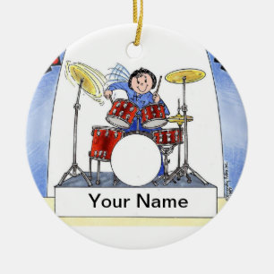 Drummer - female ceramic tree decoration