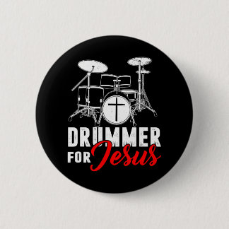 Drummer For Jesus Christian Drums Cross Gift 6 Cm Round Badge