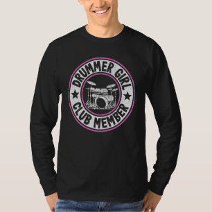 Drummer Girl Club Member Women Drums Vintage Mum D T-Shirt