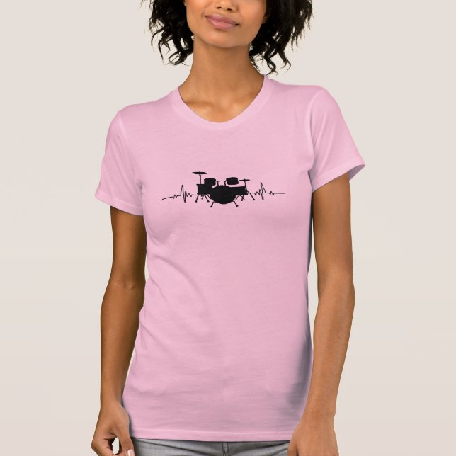 Drummer Girl | Drums Drummer Heartbeat  Gift  T-Shirt (Front)