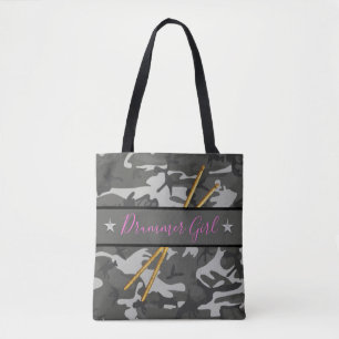 Drummer Girl Drumsticks Percussion Band Drumming  Tote Bag