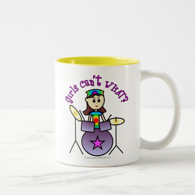 Drummer Girl - Heather Two-Tone Coffee Mug (Right)