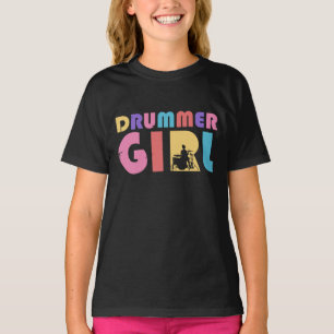 Drummer Girl Retro Vintage T-Shirt
