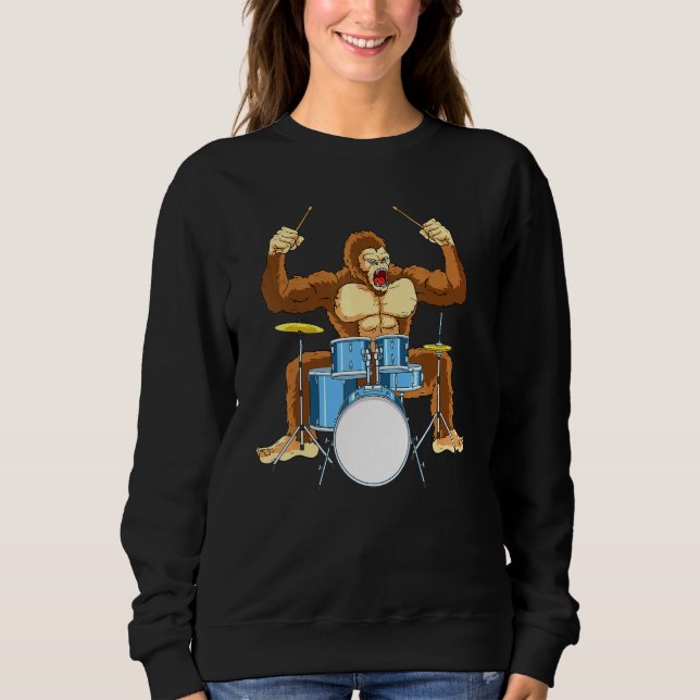Drummer Gorilla Drum Player Kit Snare Hi-Hat Trap  Sweatshirt (Front)