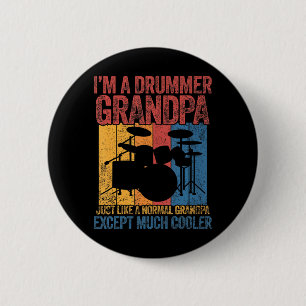 Drummer Grandpa Drumming Grandfather Father's Day 6 Cm Round Badge