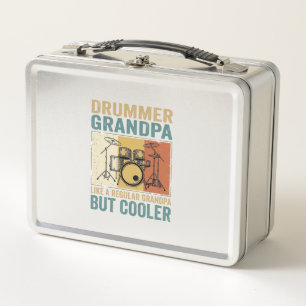 Drummer Grandpa Like a Regular Grandpa But Cooler Metal Lunch Box