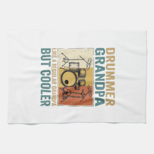 Drummer Grandpa Like a Regular Grandpa But Cooler  Tea Towel