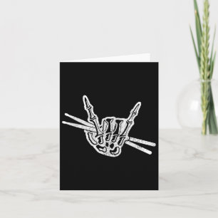 Drummer Halloween Skeleton Hand Rock And Roll Drum Card