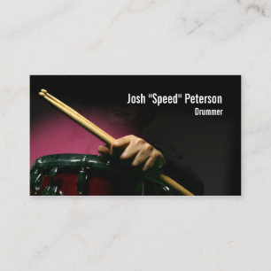 Drummer Holding Drumsticks Red Business Card