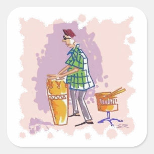 Drummer I square stickers