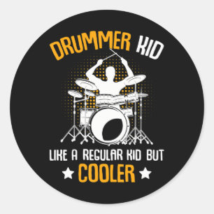 Drummer Kid Drumming Percussionist Drums Kids Classic Round Sticker