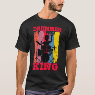 Drummer King Drums Kit Trap Set Snare Bass Hi-Hat T-Shirt