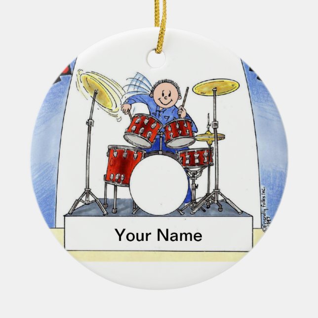 Drummer - Male Ceramic Tree Decoration (Front)