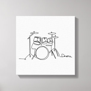 Drummer Music Design One-Line Drums Canvas Print