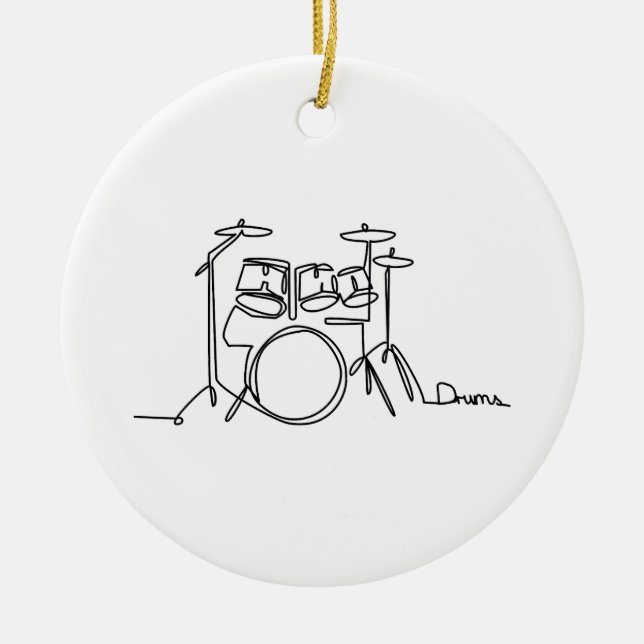 Drummer Music Design One-Line Drums  Ceramic Tree Decoration (Front)