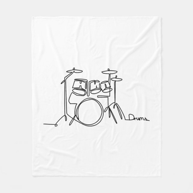 Drummer Music Design One-Line Drums  Fleece Blanket (Front)