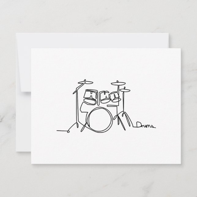 Drummer Music Design One-Line Drums  Holiday Card (Front)