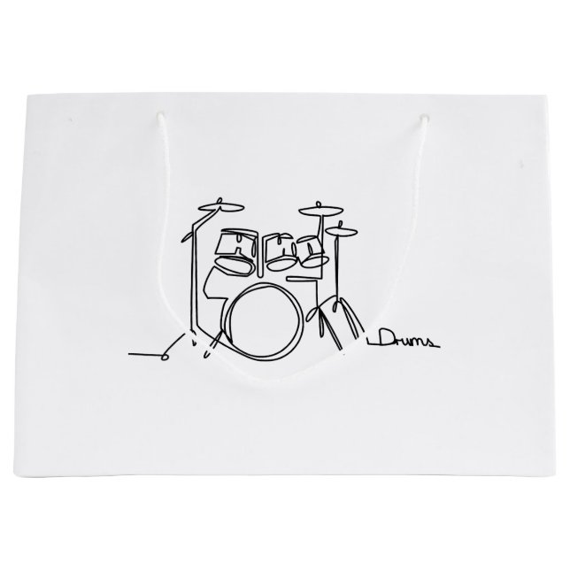 Drummer Music Design One-Line Drums  Large Gift Bag (Front)