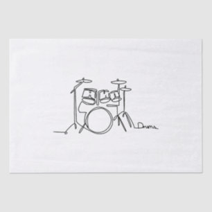 Drummer Music Design One-Line Drums Tissue Paper