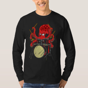Drummer Octopus Drumstick Playing Drum Sea Animal  T-Shirt