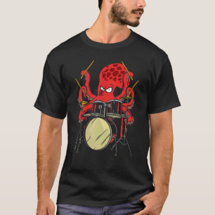 Drummer Octopus Drumstick Playing Drum Sea Animal  T-Shirt