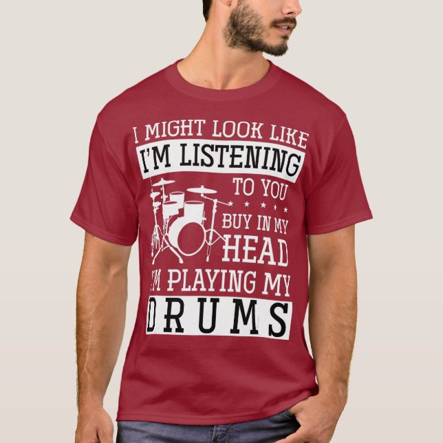 Drummer Percussion Drumsticks Music Gift Drums T-Shirt (Front)