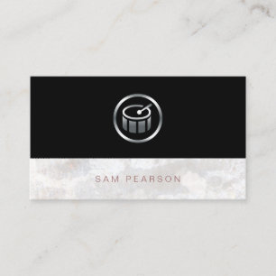 Drummer Percussionist Bold Silver Drums Icon Business Card