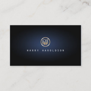 Drummer Percussionist Drum Icon Blue Glow Musician Business Card