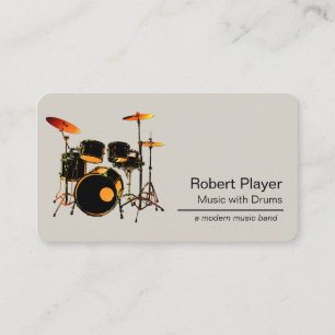 Drummer Percussionist with Drum Set Music Event Business Card