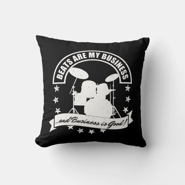 Drummer Pillow Rock & Roll Music Drumming Musician (Front)