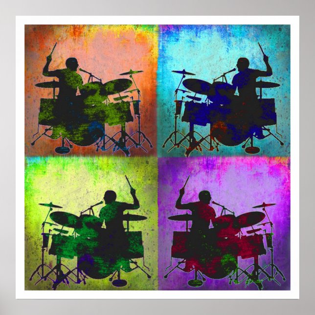Drummer Pop art, Copyright Karen J Williams Poster (Front)