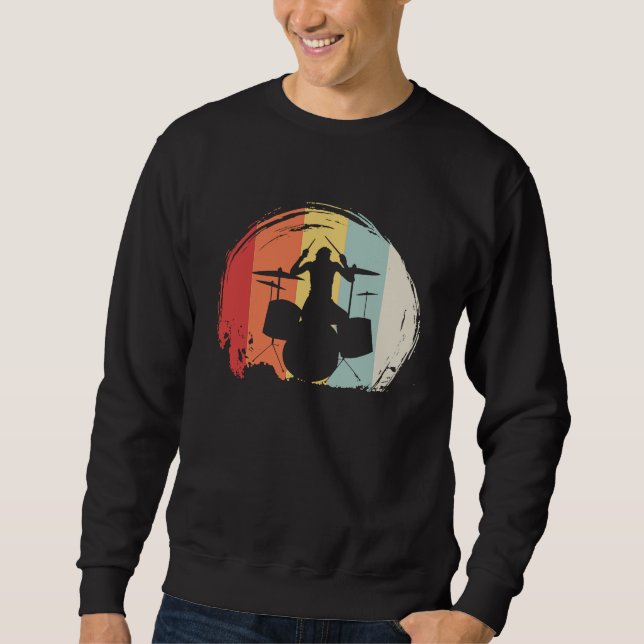 Drummer Retro 60s 70s Style Drum Set Sweatshirt (Front)