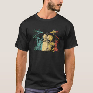 Drummer Retro Vintage Drum Set Drummers Men Drummi T-Shirt