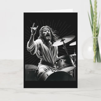 Drummer Rock Jesus Drumming Card