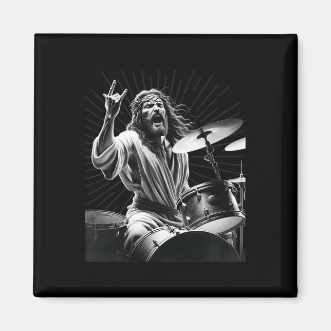 Drummer Rock Jesus Drumming  Magnet (Front)