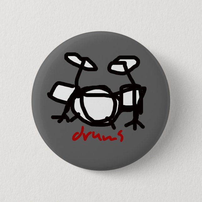 drummer - rock music 6 cm round badge (Front)