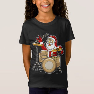 Drummer Santa Funny Christmas Santa Playing Drums  T-Shirt
