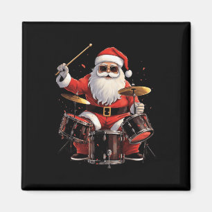 Drummer Santa Playing Drums Funny Christmas Drumme Magnet
