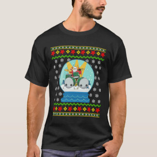 Drummer Santa Snow Globe Ugly Christmas Drums Perc T-Shirt