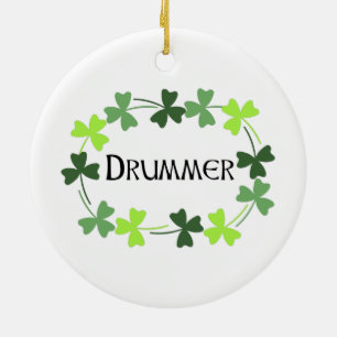 Drummer Shamrock Oval Ceramic Tree Decoration