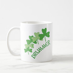 Drummer Shamrocks Outlined Green Coffee Mug