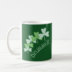 Drummer Shamrocks Outlined Green Coffee Mug